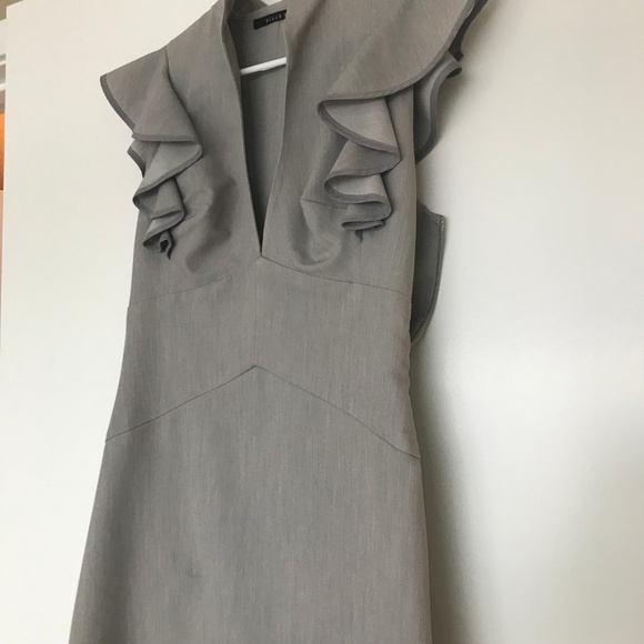 Black Halo Dresses & Skirts - Black Halo Eva Ruffle Sleeve Keyhole Dress Grey